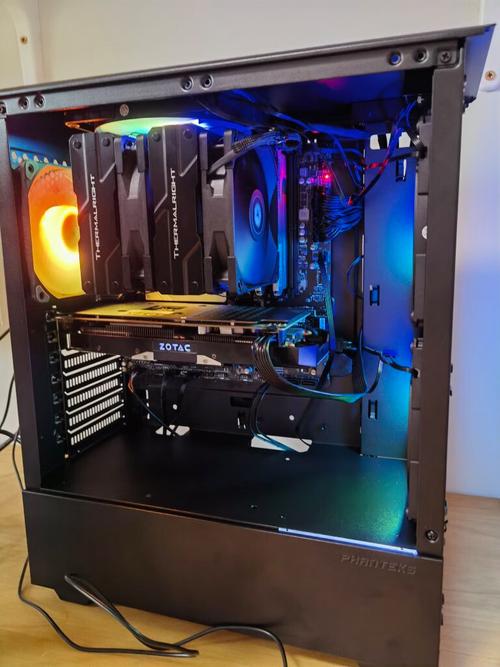 High-performance PC build inside mesh airflow case