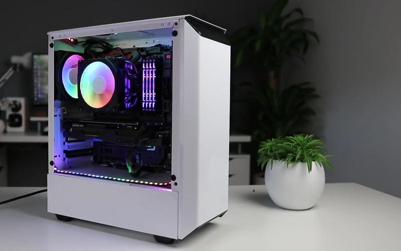 Sleek black computer case exterior with tempered glass side