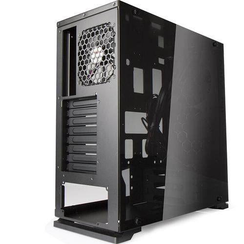 High-end graphics card installed in tempered glass PC case