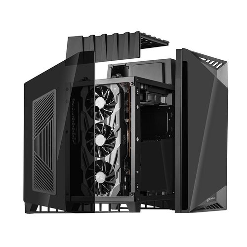 Mini PC case internal layout with components