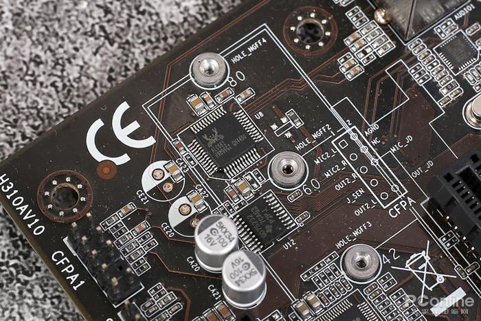 Colorful motherboard components close-up