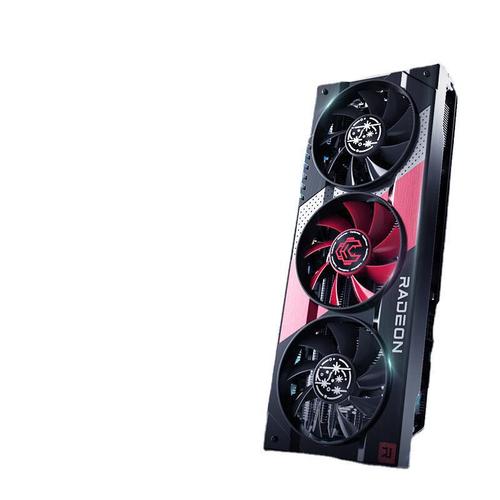 Benchmark testing scene with graphics card and monitor