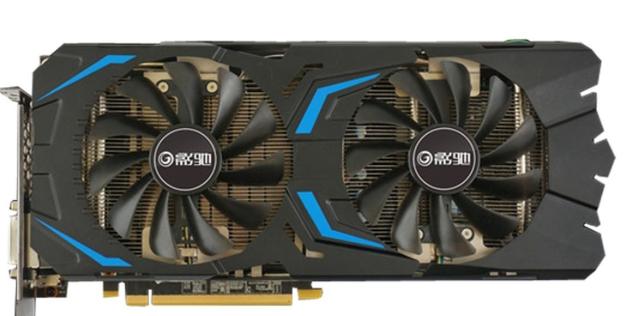 显卡安装在机箱中的正面视图