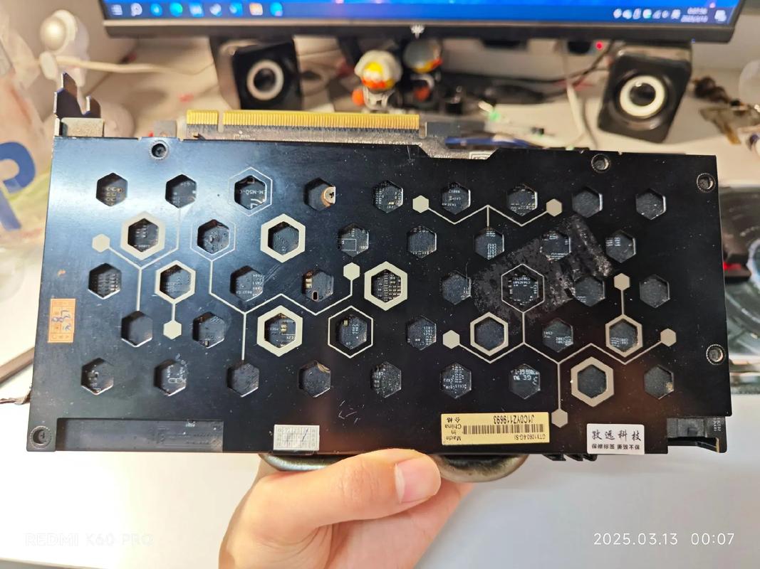 Close-up of GTX 1060 graphics card PCB and components