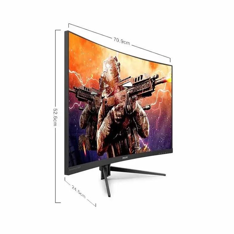 Close-up of gaming monitor screen specs