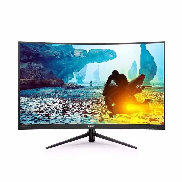 Professional gamer with curved monitor