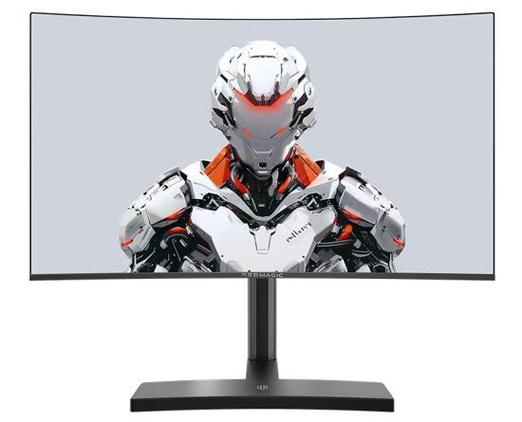 Modern computer desk with curved monitor