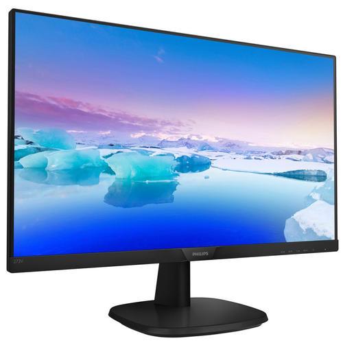 Modern black monitor on desk with clean minimalist design
