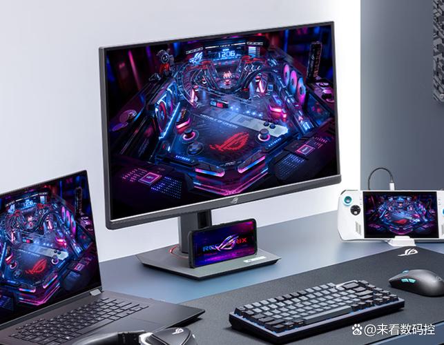 现代游戏显示器白色机身细节