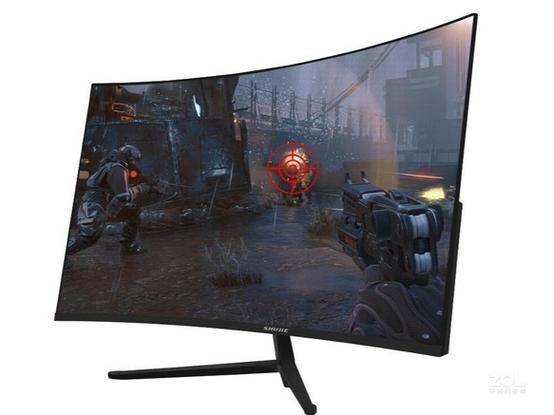 Monitor setup showing power and desk environment