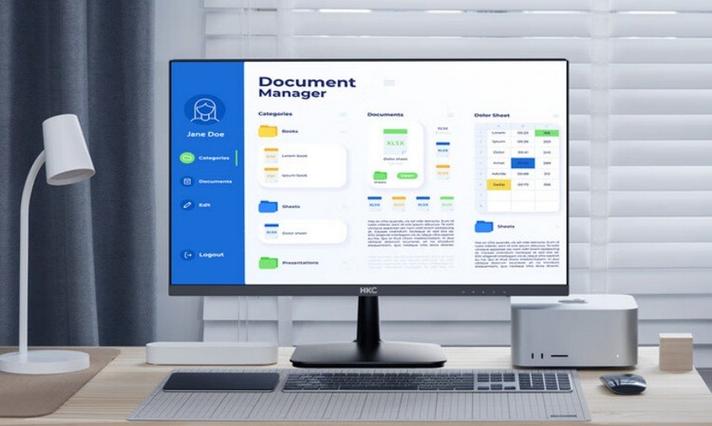 Office monitor in use showing performance