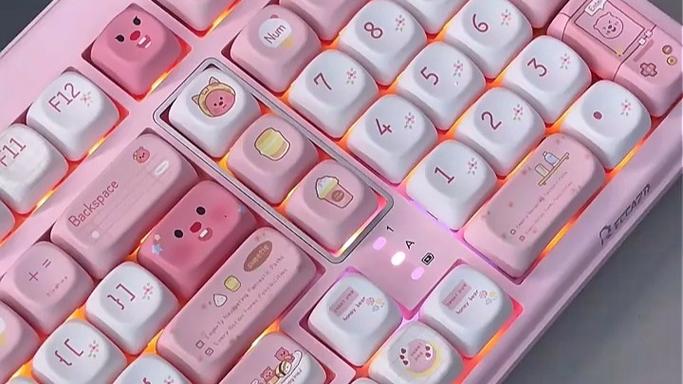 reccazr R102小海狸 凯华BOX白轴V2全键版评测：三模无线+8000mAh长续航粉色机械键盘