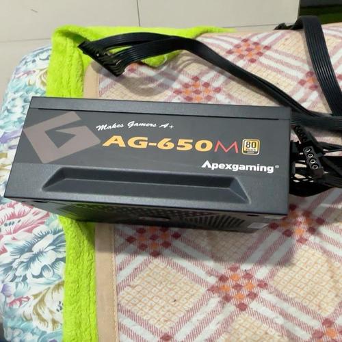 Close-up of modular PSU with fan and cables