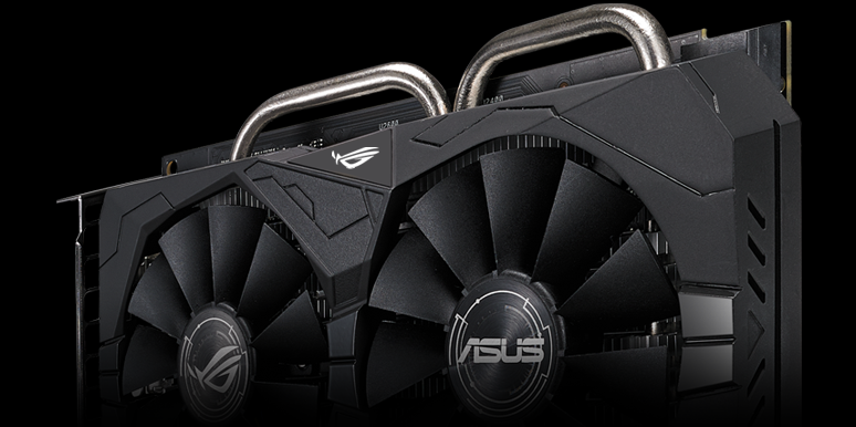 ROG gaming PC setup with RX 560