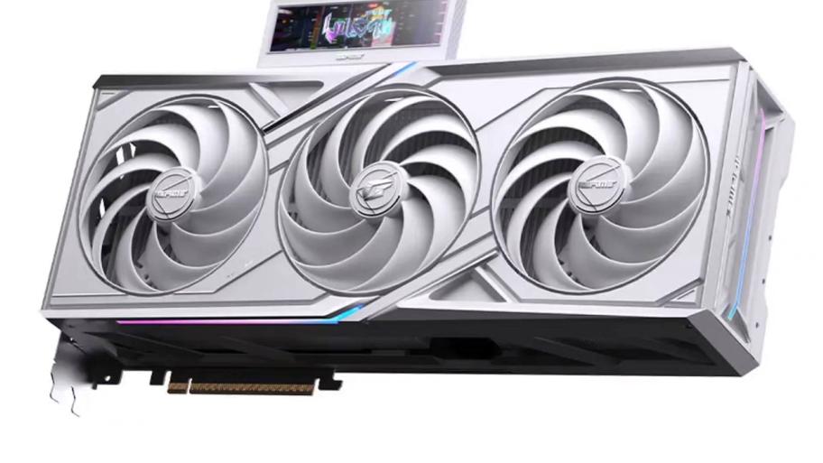 白色高端显卡三风扇外观细节