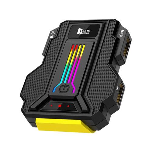 Black gaming mouse on desk with lighting