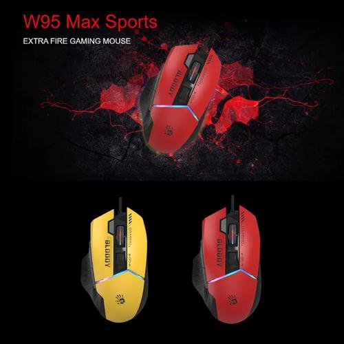 双飞燕W95Max灰色RGB游戏鼠标外观特写