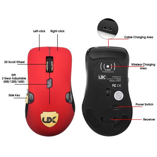 Black wireless mouse close-up hardware details