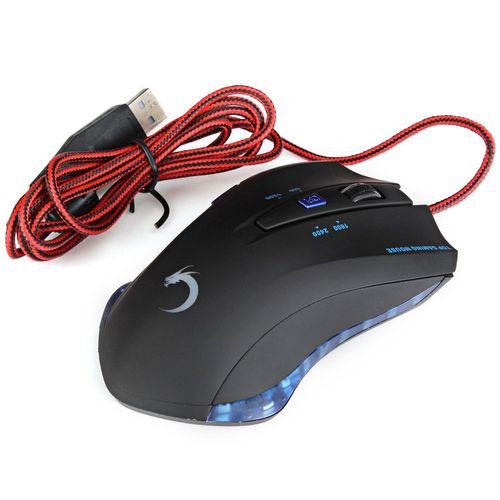 Black gaming mouse close-up during long use