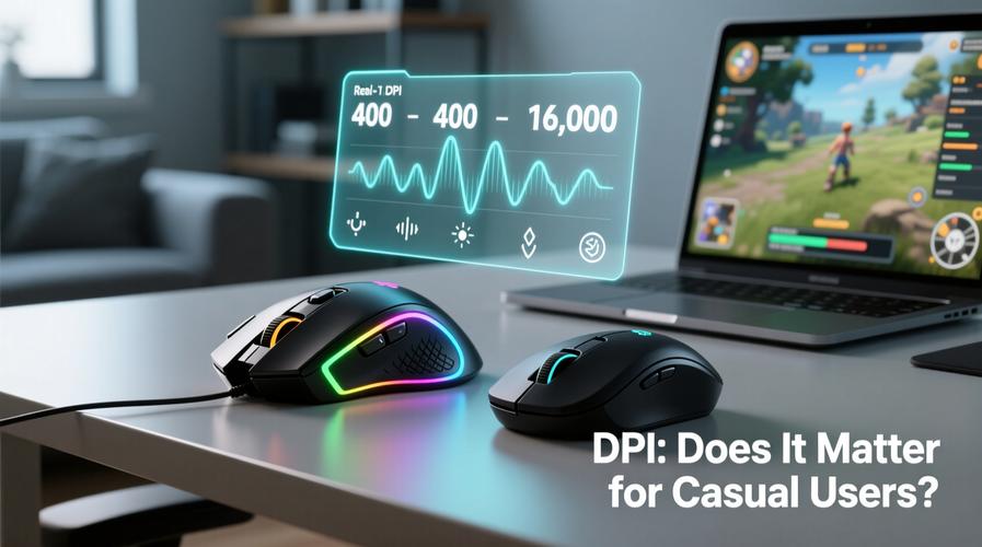 Close-up of gaming mouse bottom and sensor