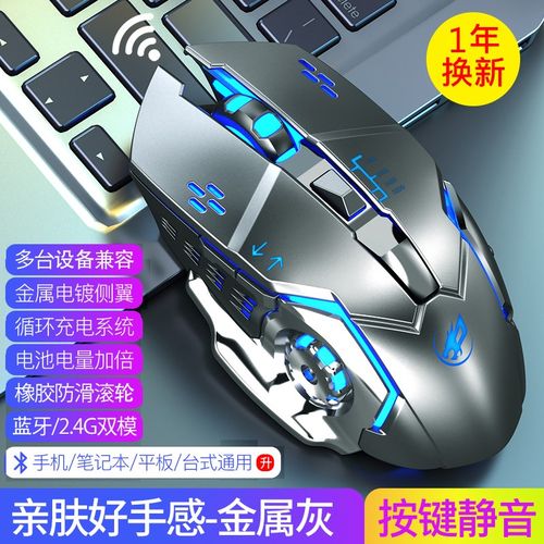 Wireless mouse with lighting and power