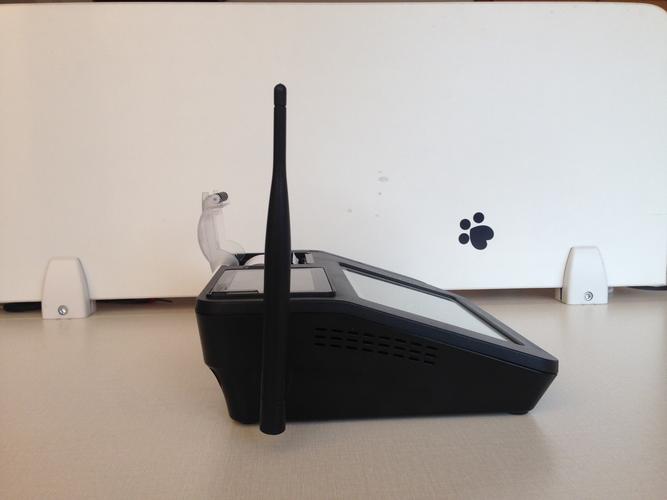 Smartphone placed on minimalist stand