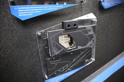 PC graphics card with custom water block cooling