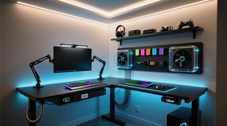 Modern PC gaming desk with monitor