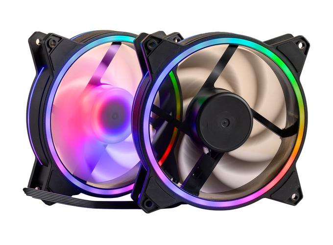 Glowing PC interior with RGB fans running