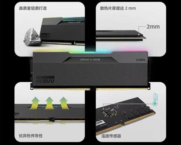 内存散热片特写，展示铝合金材质和散热结构