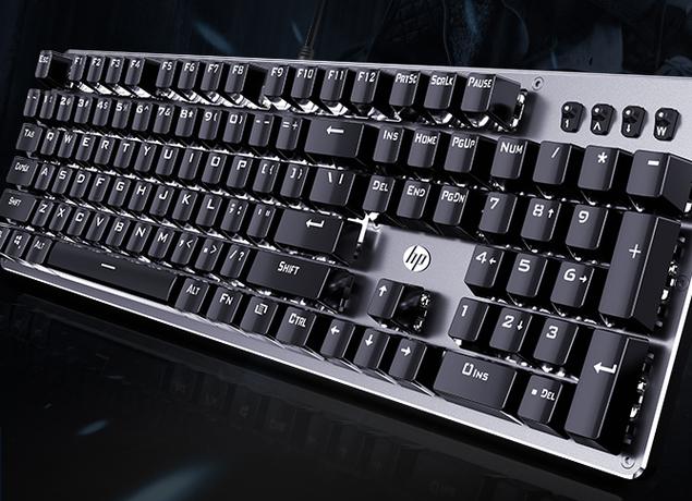 HP GK100键盘铝合金面板特写