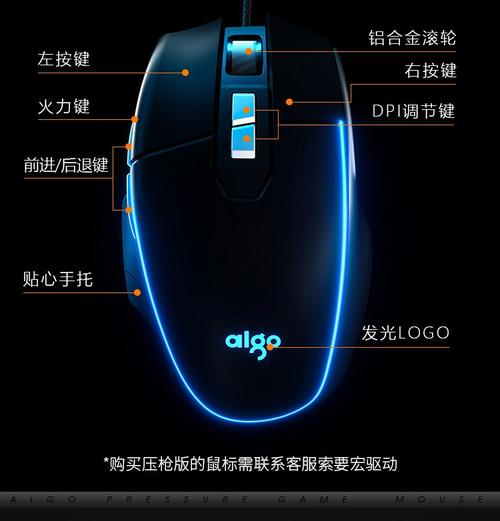 黑色有线鼠标在桌面上，展示简洁设计