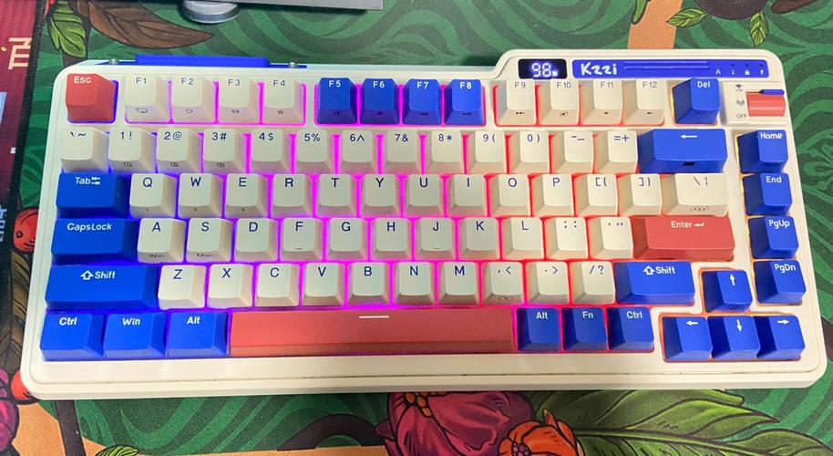 Purple mechanical keyboard on desk