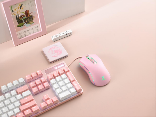雷柏V28S幻彩RGB电竞游戏鼠标冰激凌粉深度评测：入门级高颜值有线电竞利器