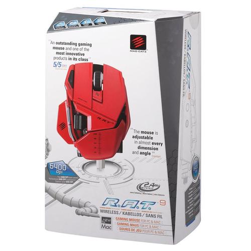 Mad Catz R.A.T.9 赤魔版无线激光游戏鼠标深度评测:经典可调节设计与6400DPI激光传感器的碰撞