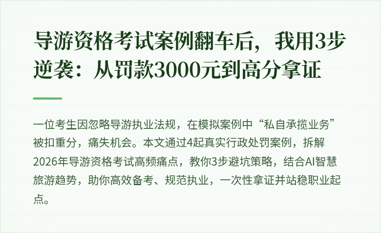 导游资格考试案例翻车后，我用3步逆袭：从罚款3000元到高分拿证