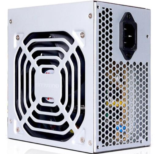 Black computer PSU internal wiring view
