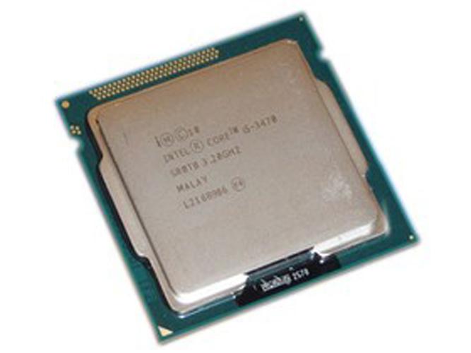 Close-up view of Intel CPU processor chip on motherboard