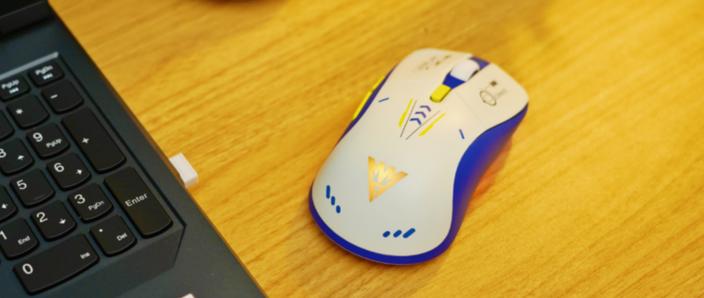 Stylish gaming mouse on desk ready for gaming setup