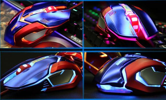 Player using wired gaming mouse in action