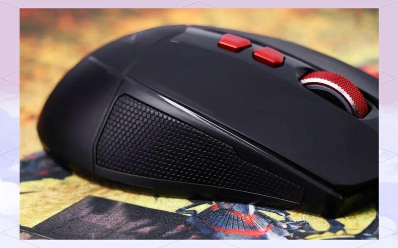 Black wireless gaming mouse close-up on desk