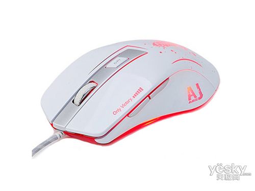 White gaming mouse hardware detail