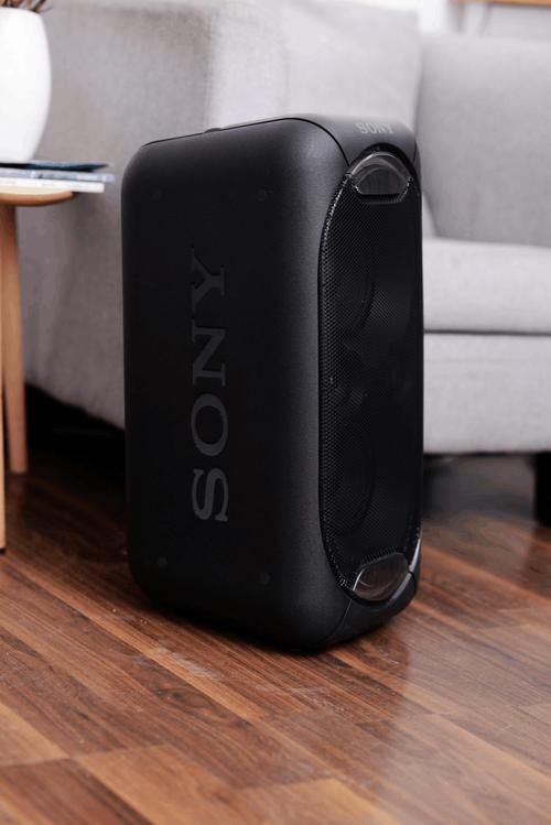 Music speaker playing at party with bass performance