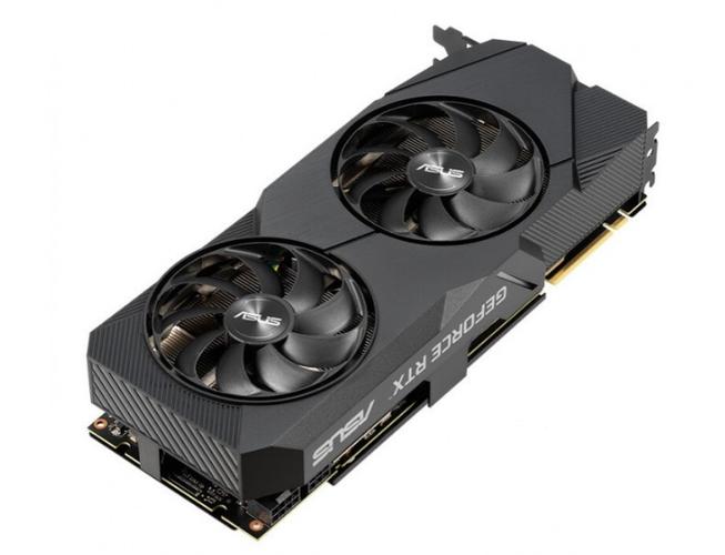 Close-up of dual fan GPU design with backplate