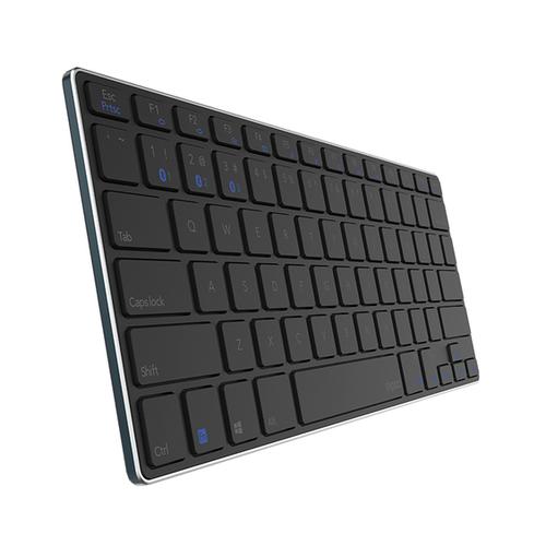 Modern office desk with wireless keyboard setup