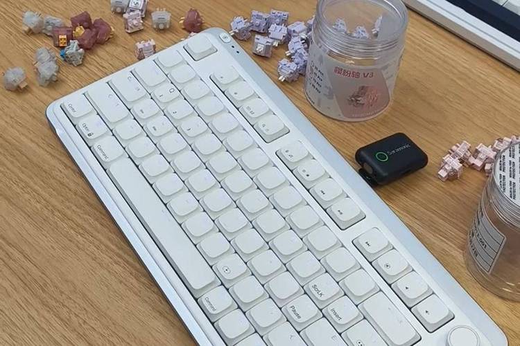 粉嫩樱花主题机械键盘外观