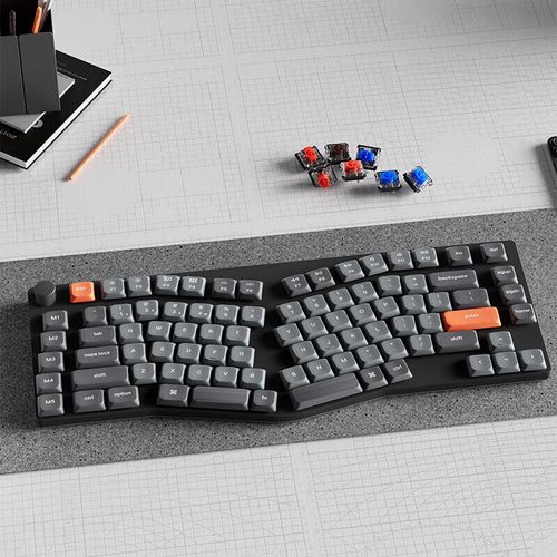 Keyboard switches and keycaps close-up