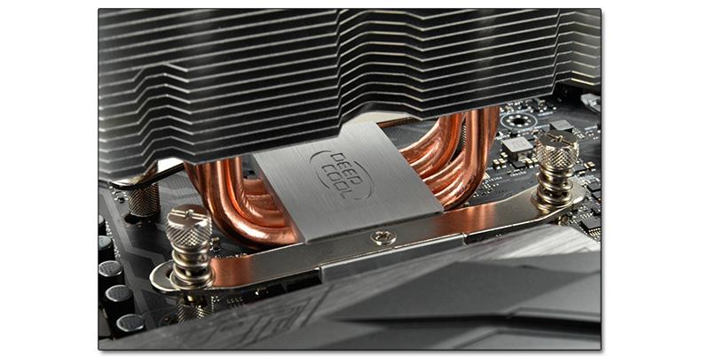 PC case interior with cooling fan