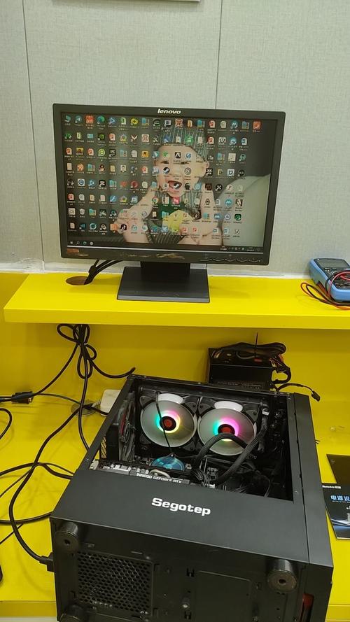 Close-up computer cooling fan and circuitry