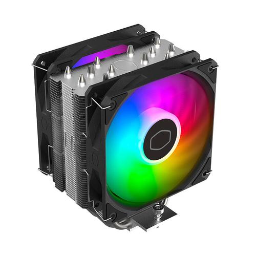 CPU air cooler with RGB lighting on motherboard